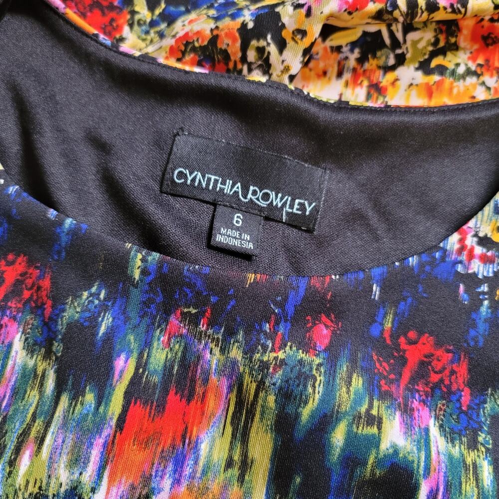 Cynthia Rowley Art Floral Pleated Fit Flare Sleeveless Dress Size 6 - Picture 6 of 8